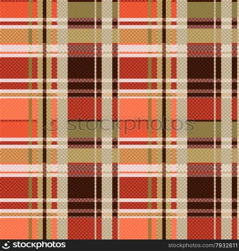 Rectangular seamless vector pattern as a tartan plaid mainly in brown colors. Tartan seamless texture mainly in brown hues