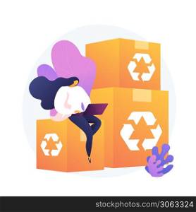 Recyclable and eco friendly packaging. Order tracking, Internet shopping, delivery service. Reusable cardboard boxes, ecological material container. Vector isolated concept metaphor illustration.. Recyclable and eco friendly packaging vector concept metaphor.