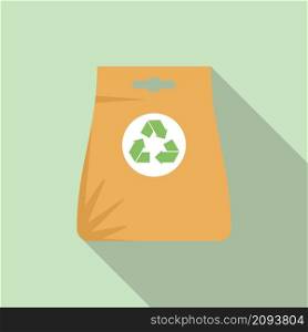 Recycle bag icon flat vector. Eco reusable bag. Canvas handbag. Recycle bag icon flat vector. Eco reusable bag