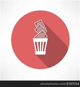 Recycle bin full of paper icon Flat modern style vector illustration