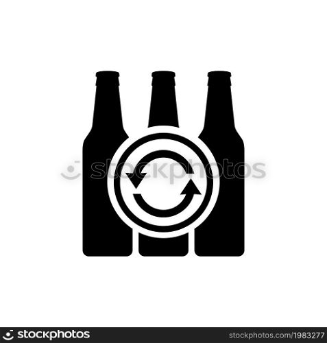 Recycle Bottle, Reuse Bottles. Flat Vector Icon illustration. Simple black symbol on white background. Recycle Bottle, Reuse Bottles sign design template for web and mobile UI element. Recycle Bottle, Reuse Bottles Vector Icon