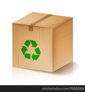 Recycle Box Vector. Brown Cardboard Box With Recycling Symbol. Isolated Illustration. Recycle Box Vector. Brown Cardboard Box With Recycling Symbol. Isolated