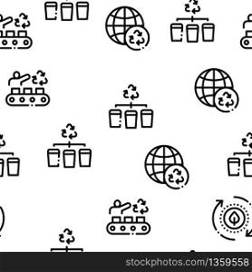Recycle Factory Ecology Industry Seamless Pattern Vector Thin Line. Illustrations. Recycle Factory Ecology Industry Seamless Pattern Vector