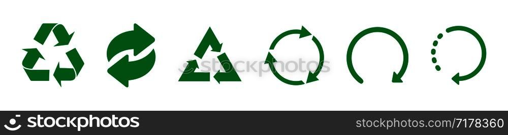 Recycle green vector icons. Recycle icons isolated on white background. Eps10. Recycle green vector icons. Recycle icons isolated on white background