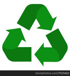 recycle icon on white background. green recycle sign. flat style. reuse symbol.