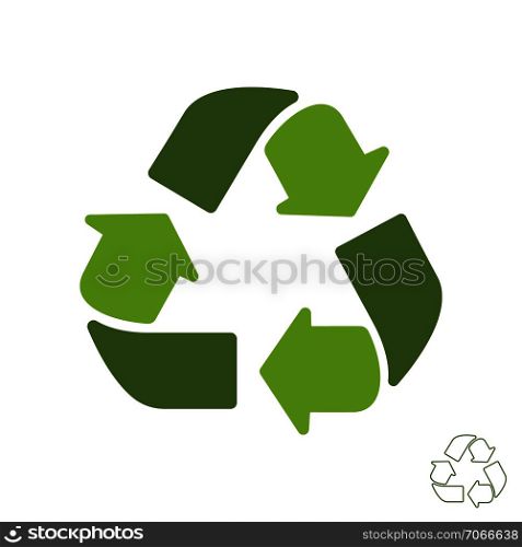 Recycle icon sign isolated on white background. Reuse, reduce green symbol. Vector illustration.. Recycle icon sign isolated on white background. Vector design.