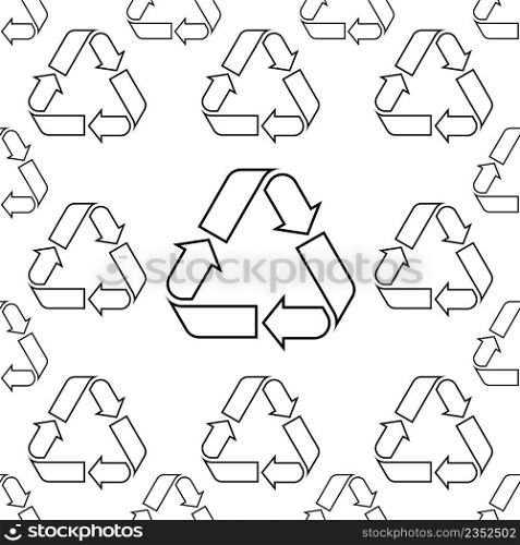 Recycle Icon Sign Seamless Pattern Vector Art Illustration