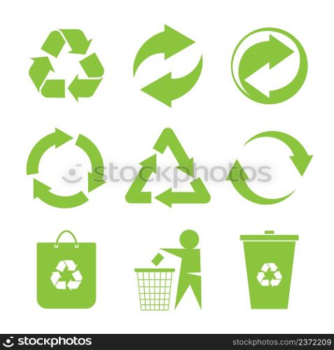Recycle icon symbol isolated on white background, vector illustration
