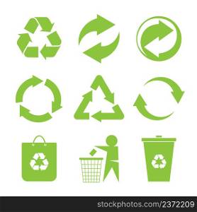 Recycle icon symbol isolated on white background, vector illustration