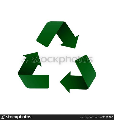 Recycle in 3d style on green background. Recycle icon vector environment symbol. Isolated vector sign symbol. Circle arrow icon. Waste recycling. EPS 10. Recycle in 3d style on green background. Recycle icon vector environment symbol. Isolated vector sign symbol. Circle arrow icon. Waste recycling.