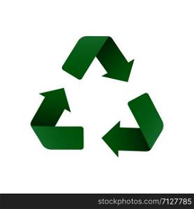 Recycle in 3d style on green background. Recycle icon vector environment symbol. Isolated vector sign symbol. Circle arrow icon. Waste recycling. EPS 10. Recycle in 3d style on green background. Recycle icon vector environment symbol. Isolated vector sign symbol. Circle arrow icon. Waste recycling.