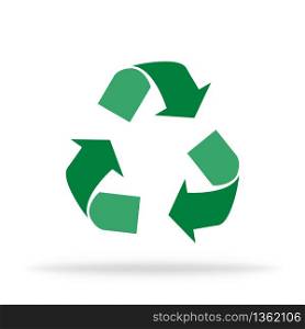 Recycle isolated icon. Recycling trash to care about world logo. Waste garbage safely. Triangle arrows of reduce concept sign. Vector EPS 10