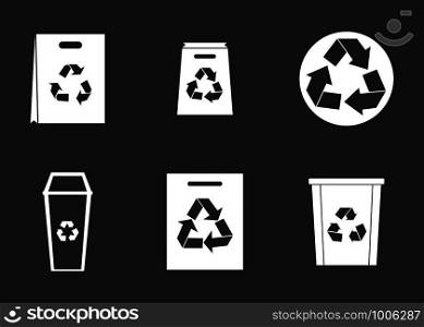 Recycle material icon set vector white isolated on grey background . Recycle material icon set grey vector
