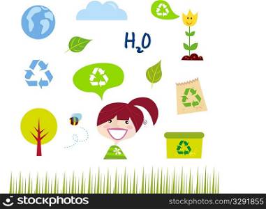 Recycle, nature and ecology icons isolated on white background