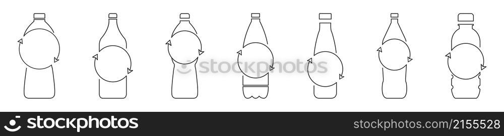 Recycle plastic bottle icon set. Vector isolated illustration. Reusing plastic. Eco bottles. EPS 10.. Recycle plastic bottle icon set. Vector isolated illustration. Reusing plastic. Eco bottles.