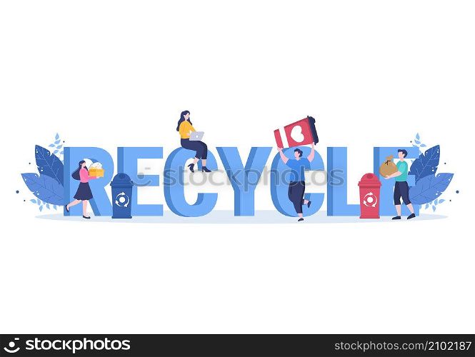 Recycle Process with Trash Organic, Paper or Plastic to Protect the Ecology Environment Suitable For Banner, Background, And Web in Flat Illustration