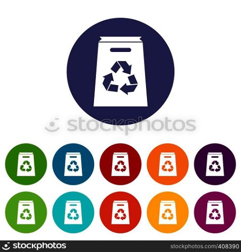 Recycle shopping bag in simple style isolated on white background vector illustration. Recycle shopping bag set icons