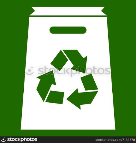 Recycle shopping bag in simple style isolated on white background vector illustration. Recycle shopping bag icon green