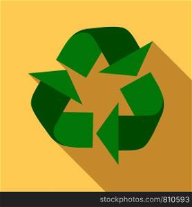 Recycle sign icon. Flat illustration of recycle sign vector icon for web design. Recycle sign icon, flat style