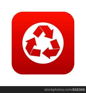 Recycle sign in simple style isolated on white background vector illustration. Recycle sign icon digital red