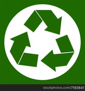 Recycle sign in simple style isolated on white background vector illustration. Recycle sign icon green