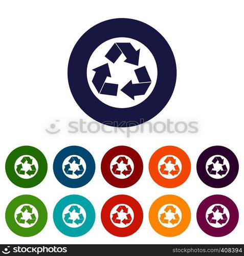 Recycle sign in simple style isolated on white background vector illustration. Recycle sign set icons