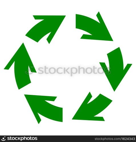 Recycle symbol. Circled arrow. Green logo. Round shape. Cyclic rotation. Eco concept. Vector illustration. Stock image. EPS 10.. Recycle symbol. Circled arrow. Green logo. Round shape. Cyclic rotation. Eco concept. Vector illustration. Stock image.