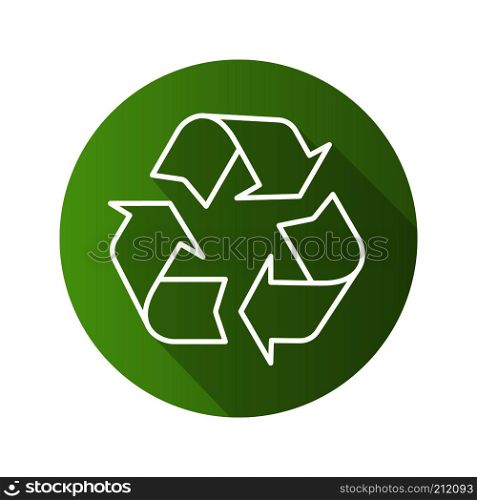 Recycle symbol. Flat linear long shadow icon. Environment protection sign. Vector line illustration. Recycle symbol
