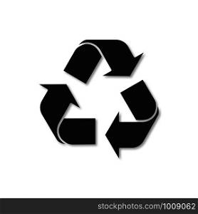 recycle symbol icon with shadow on white background. recycle symbol with shadow on white background