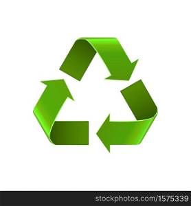 Recycle symbol isolated on white, green arrows sign, vector icon. Realistic Eco recycle icon . Recycle symbol isolated on white, green arrows sign, vector icon