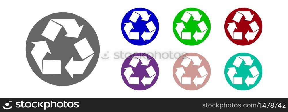 Recycle symbol. Recycling icon in bright colors on a white background.