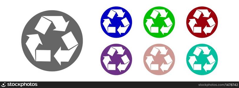 Recycle symbol. Recycling icon in bright colors on a white background.