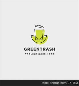 recycle trash green leaf simple line logo template vector illustration icon element isolated - vector. recycle trash green leaf simple line logo template vector illustration icon element isolated