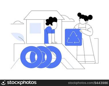 Recycled playground equipment abstract concept vector illustration. Kids playground equipment from recycled materials, ecological consumption, sustainable manufacturing abstract metaphor.. Recycled playground equipment abstract concept vector illustration.
