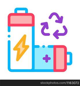 Recycling Battery Icon Vector. Outline Recycling Battery Sign. Isolated Contour Symbol Illustration. Recycling Battery Icon Vector Outline Illustration