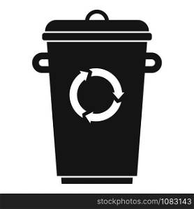 Recycling bin garbage icon. Simple illustration of recycling bin garbage vector icon for web design isolated on white background. Recycling bin garbage icon, simple style