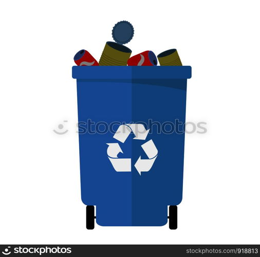 recycling bins illustration with metal garbage