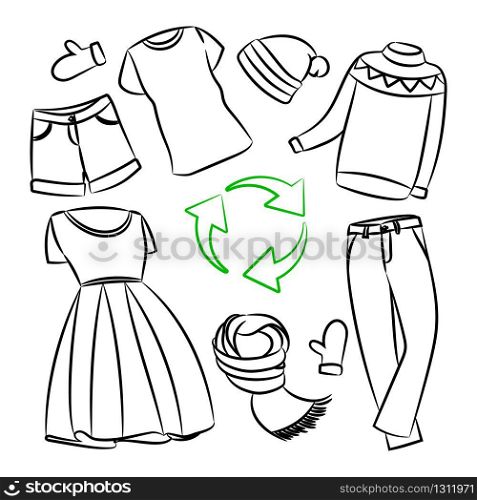 RECYCLING CLOTH MONOCHROME Global Ecological Problem Vector