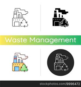 Recycling icon. Converting waste materials into new objects. Recovery and reprocessing. Environment protection. Conserving resources. Linear black and RGB color styles. Isolated vector illustrations. Recycling icon