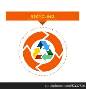 Recycling logo design with circle graphic of recycled waste process vector illustration on white background. Clean environment protection concept. Recycling Logo Design with Circle Graphic Vector
