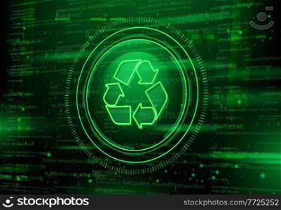 Recycling of digital data waste, digital detox. Rubbish, trash and garbage cleaning, vector background. Recycle icon for digital electronic future technology of computer and internet user data waste. Recycling of digital data waste and digital detox