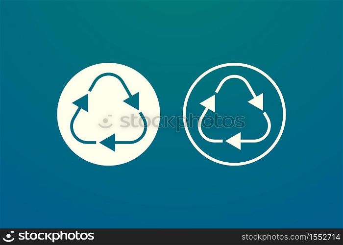 Recycling or reuse symbols. Minimalist vector design in gold