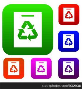 Recycling set icon in different colors isolated vector illustration. Premium collection. Recycling set collection