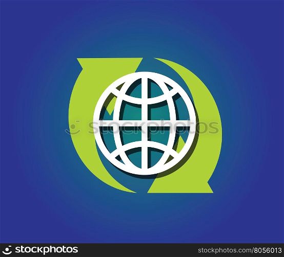 recycling symbol with earth globe eco world concept vector illustration