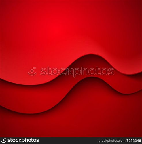 Red Abstract colorful vector background with curved lines and shadow. Template design