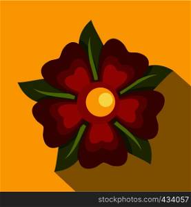 Red abstract flower icon. Flat illustration of red abstract flower vector icon for web on yellow background. Red abstract flower icon, flat style