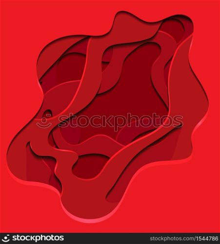 Red abstract illustration with 3d element cut out of paper. Vector element for your design. Red abstract illustration with 3d element cut out of paper. Vector element