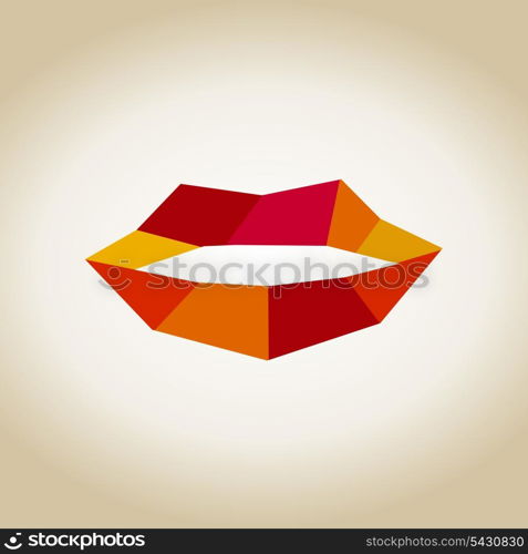 Red abstract lips. A vector illustration