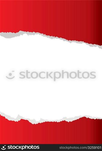 red abstract paper torn background with white copyspace