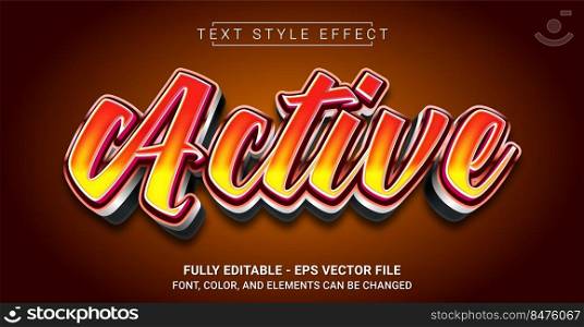 Red Active Text Style Effect. Editable Graphic Text Template.